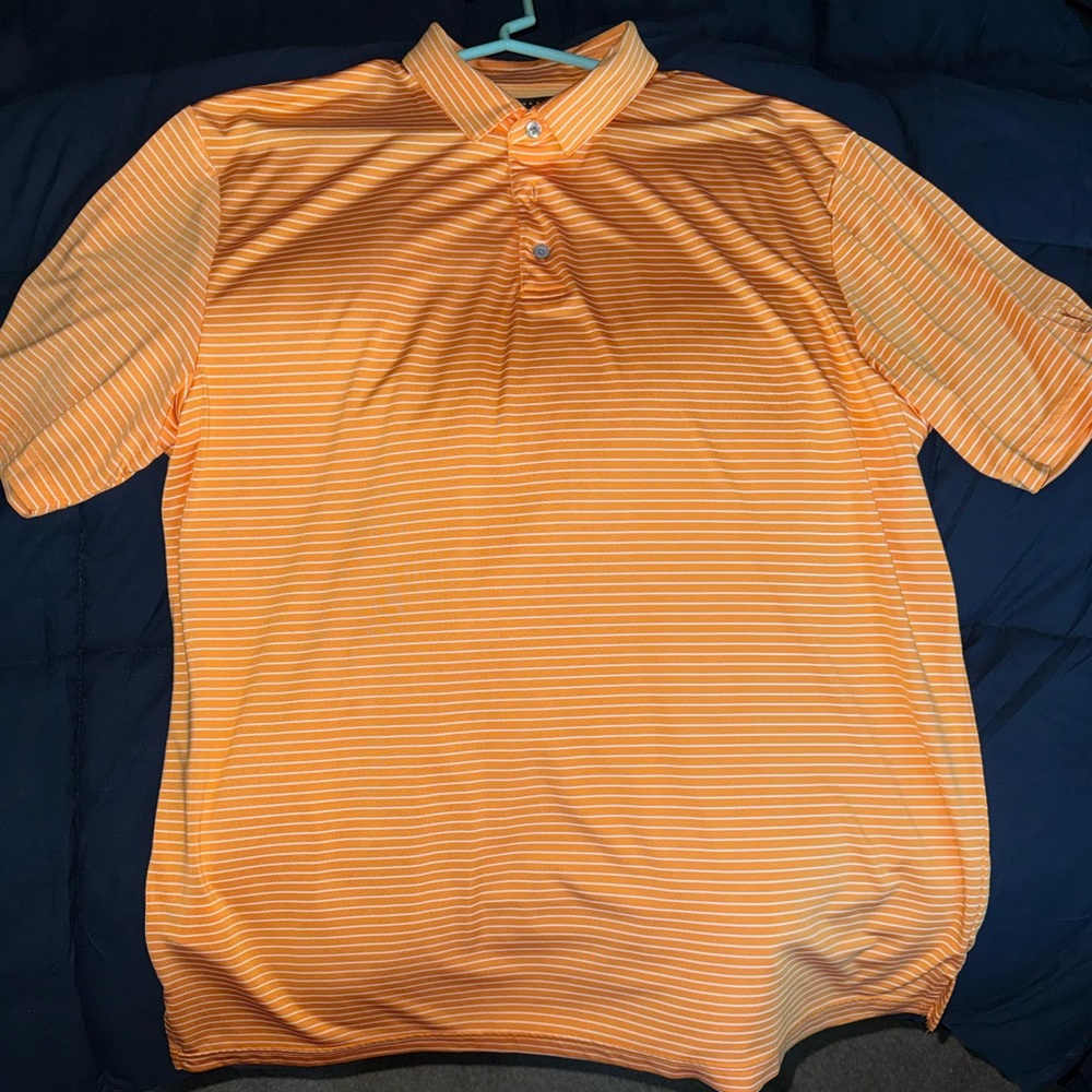 PGA Tour Orange Striped Polo Shirt